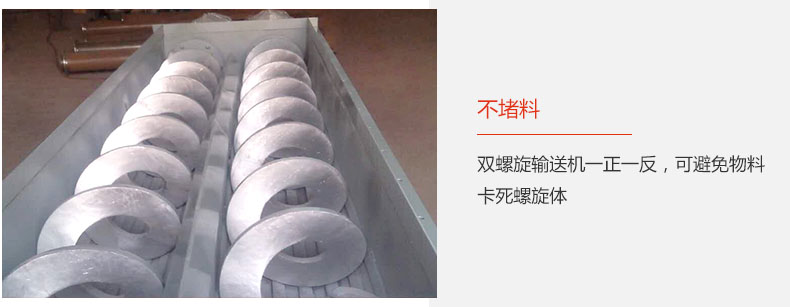 旋向相反，不堵料